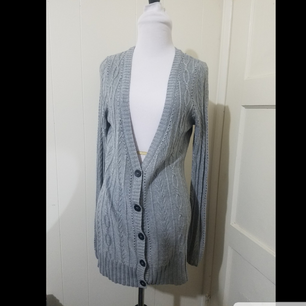 Rusty knitted gray long sweater